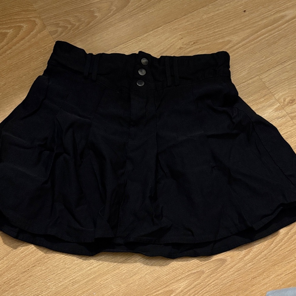 Black Buttoned Mini Skirt